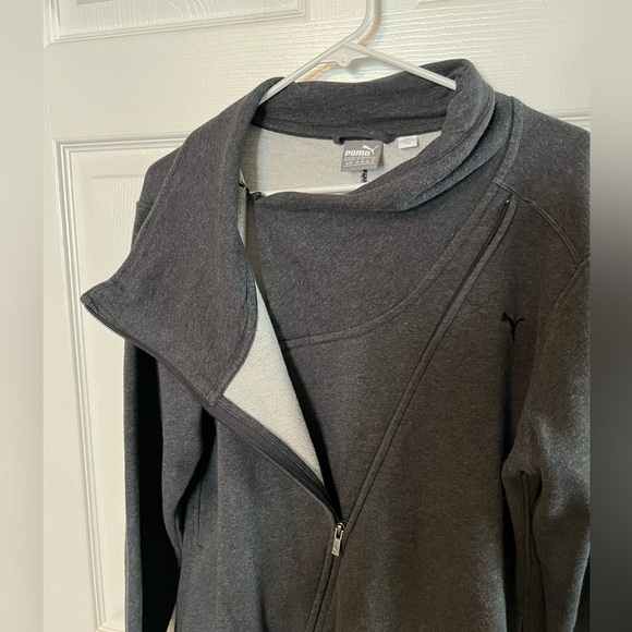Puma Asymmetrical Dark Grey Zipper Sweatshirt Jacket - Picture 3 of 5